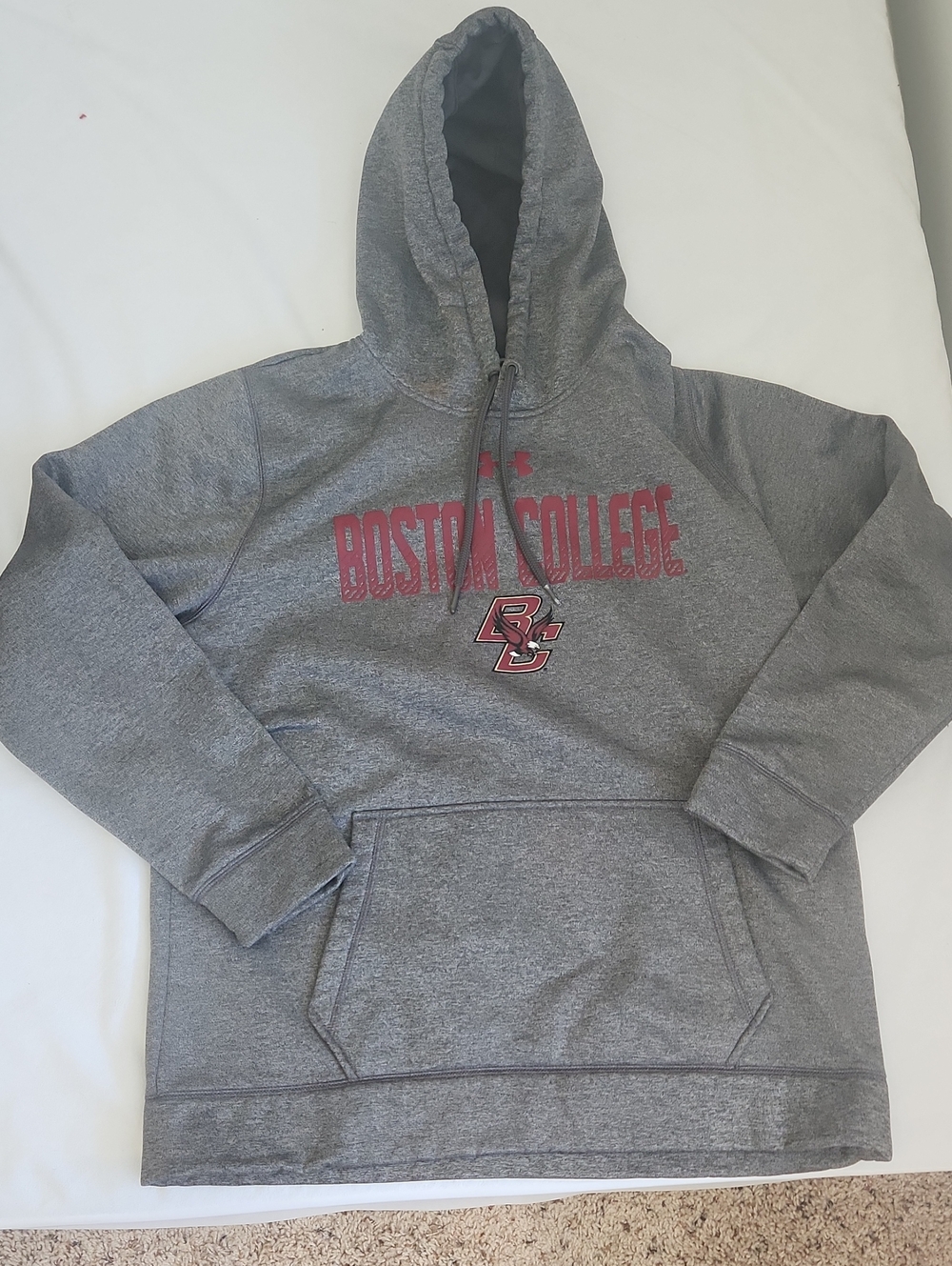 LG Men's Gray Boston College Pullover Hoodie with Maroon Logo